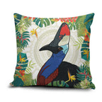 Cassowary Australia Pillow Cover Tropical Flowers Mix Aboriginal Art - Aussie Hoodie
