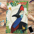 Cassowary Australia Puzzle Tropical Flowers Mix Aboriginal Art - Aussie Hoodie