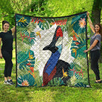 Cassowary Australia Quilt Tropical Flowers Mix Aboriginal Art
