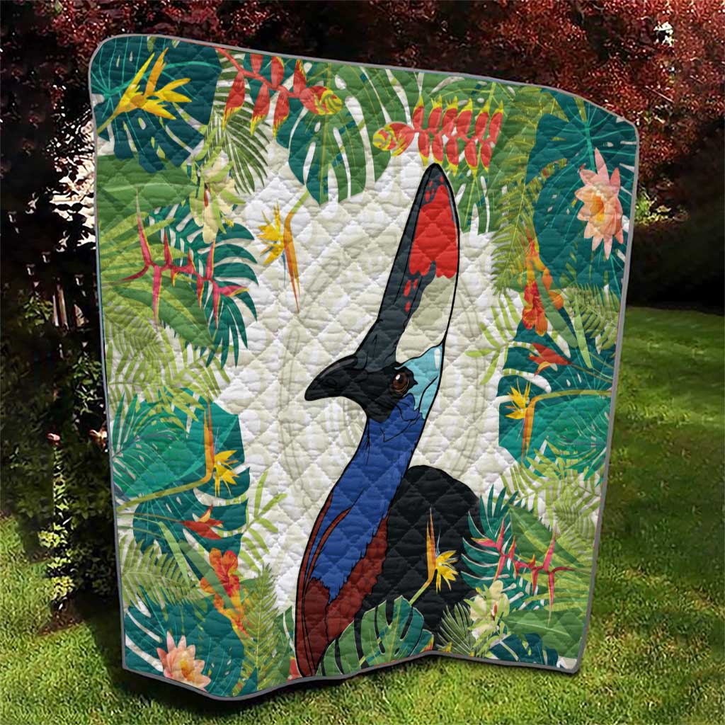 Cassowary Australia Quilt Tropical Flowers Mix Aboriginal Art