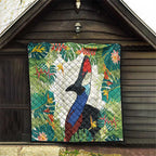 Cassowary Australia Quilt Tropical Flowers Mix Aboriginal Art