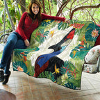Cassowary Australia Quilt Tropical Flowers Mix Aboriginal Art