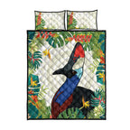 Cassowary Australia Quilt Bed Set Tropical Flowers Mix Aboriginal Art