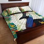 Cassowary Australia Quilt Bed Set Tropical Flowers Mix Aboriginal Art