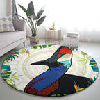 Cassowary Australia Round Carpet Tropical Flowers Mix Aboriginal Art