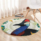Cassowary Australia Round Carpet Tropical Flowers Mix Aboriginal Art