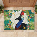 Cassowary Australia Rubber Doormat Tropical Flowers Mix Aboriginal Art