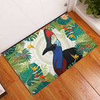 Cassowary Australia Rubber Doormat Tropical Flowers Mix Aboriginal Art