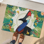Cassowary Australia Rubber Doormat Tropical Flowers Mix Aboriginal Art