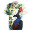 Cassowary Australia Rugby Jersey Tropical Flowers Mix Aboriginal Art
