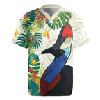Cassowary Australia Rugby Jersey Tropical Flowers Mix Aboriginal Art