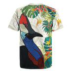 Cassowary Australia Rugby Jersey Tropical Flowers Mix Aboriginal Art