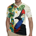 Cassowary Australia Rugby Jersey Tropical Flowers Mix Aboriginal Art