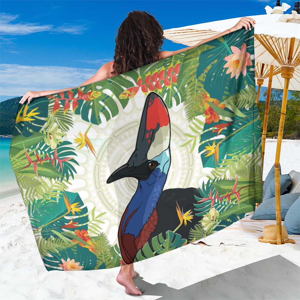 Cassowary Australia Sarong Tropical Flowers Mix Aboriginal Art