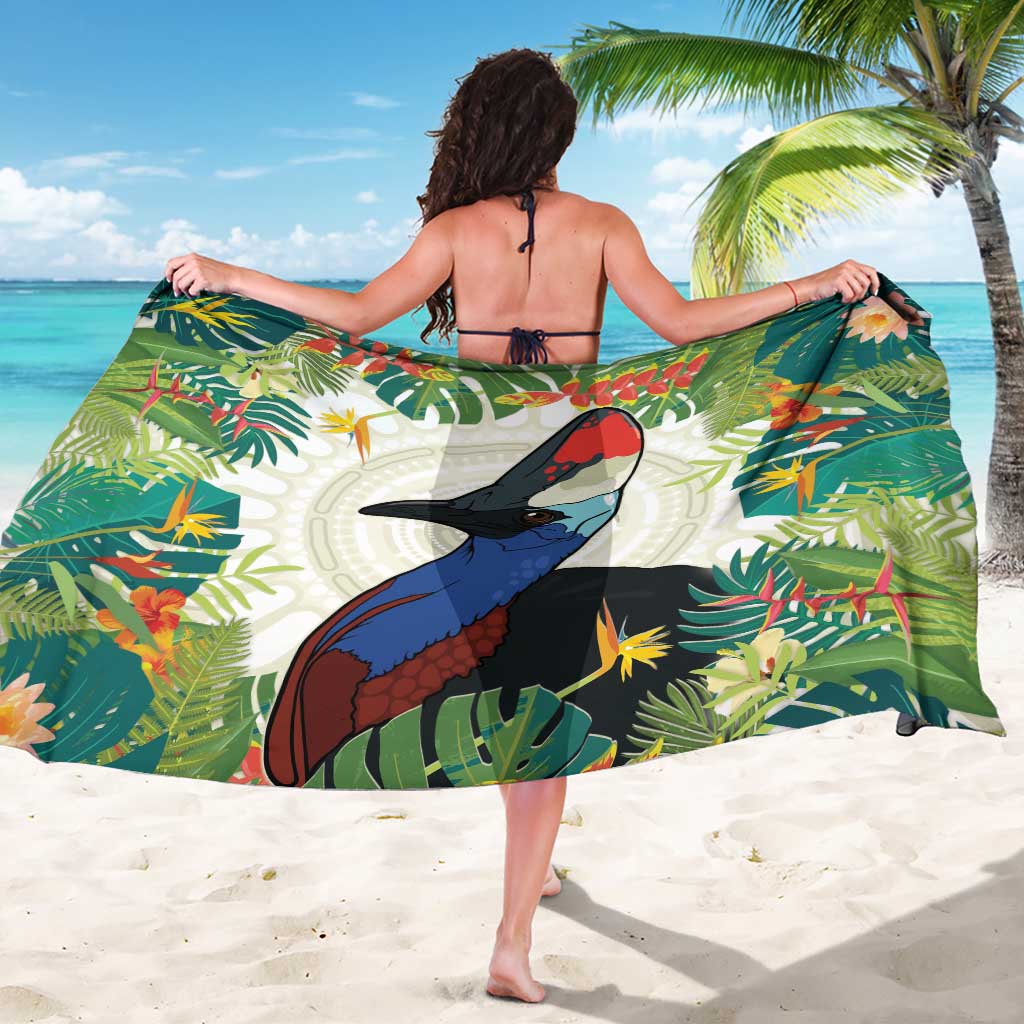 Cassowary Australia Sarong Tropical Flowers Mix Aboriginal Art