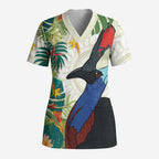 Cassowary Australia Scrub Top Tropical Flowers Mix Aboriginal Art - Aussie Hoodie