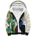 Cassowary Australia Sherpa Hoodie Tropical Flowers Mix Aboriginal Art