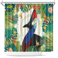 Cassowary Australia Shower Curtain Tropical Flowers Mix Aboriginal Art