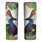 Cassowary Australia Skinny Tumbler Tropical Flowers Mix Aboriginal Art