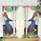 Cassowary Australia Skinny Tumbler Tropical Flowers Mix Aboriginal Art