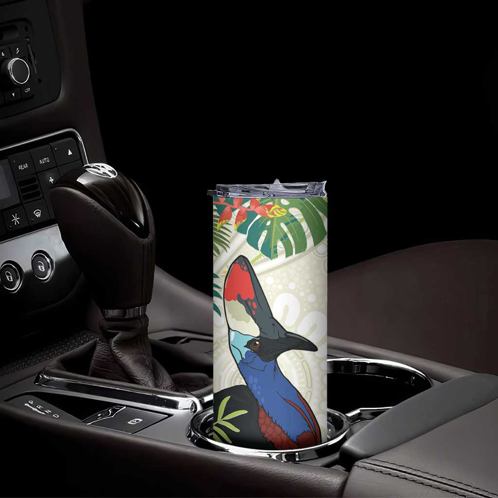 Cassowary Australia Skinny Tumbler Tropical Flowers Mix Aboriginal Art