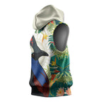 Cassowary Australia Sleeveless Hoodie Tropical Flowers Mix Aboriginal Art - Aussie Hoodie