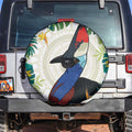 Cassowary Australia Spare Tire Cover Tropical Flowers Mix Aboriginal Art