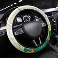 Cassowary Australia Steering Wheel Cover Tropical Flowers Mix Aboriginal Art