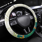 Cassowary Australia Steering Wheel Cover Tropical Flowers Mix Aboriginal Art