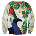 Cassowary Australia Sweatshirt Tropical Flowers Mix Aboriginal Art