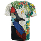 Cassowary Australia T Shirt Tropical Flowers Mix Aboriginal Art