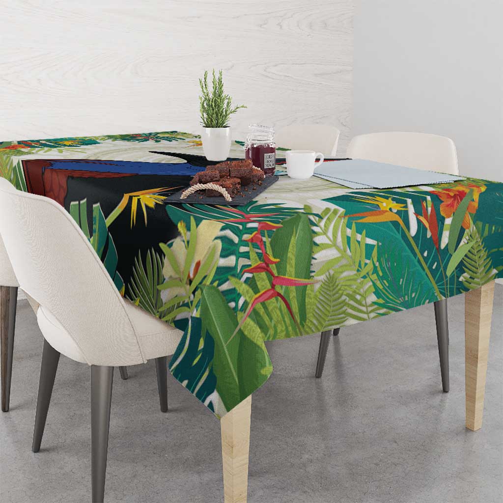 Cassowary Australia Tablecloth Tropical Flowers Mix Aboriginal Art