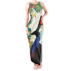 Cassowary Australia Tank Maxi Dress Tropical Flowers Mix Aboriginal Art