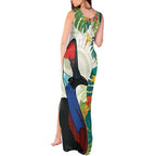 Cassowary Australia Tank Maxi Dress Tropical Flowers Mix Aboriginal Art