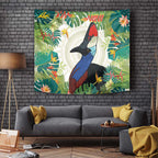 Cassowary Australia Tapestry Tropical Flowers Mix Aboriginal Art