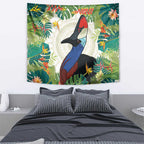 Cassowary Australia Tapestry Tropical Flowers Mix Aboriginal Art
