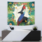Cassowary Australia Tapestry Tropical Flowers Mix Aboriginal Art