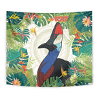 Cassowary Australia Tapestry Tropical Flowers Mix Aboriginal Art