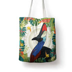 Cassowary Australia Tote Bag Tropical Flowers Mix Aboriginal Art - Aussie Hoodie