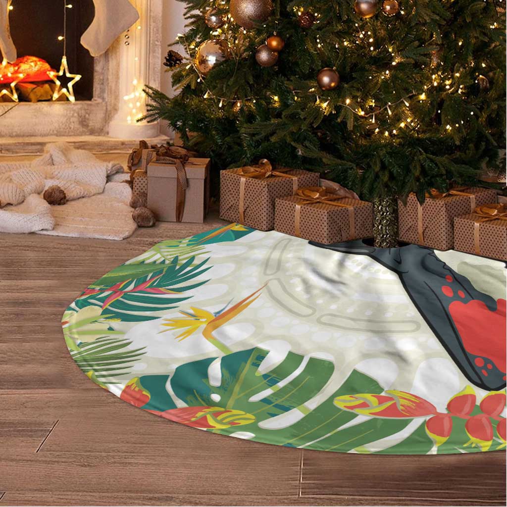 Cassowary Australia Tree Skirt Tropical Flowers Mix Aboriginal Art - Aussie Hoodie