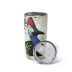 Cassowary Australia Tumbler Cup Tropical Flowers Mix Aboriginal Art