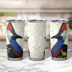 Cassowary Australia Tumbler Cup Tropical Flowers Mix Aboriginal Art