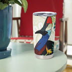 Cassowary Australia Tumbler Cup Tropical Flowers Mix Aboriginal Art