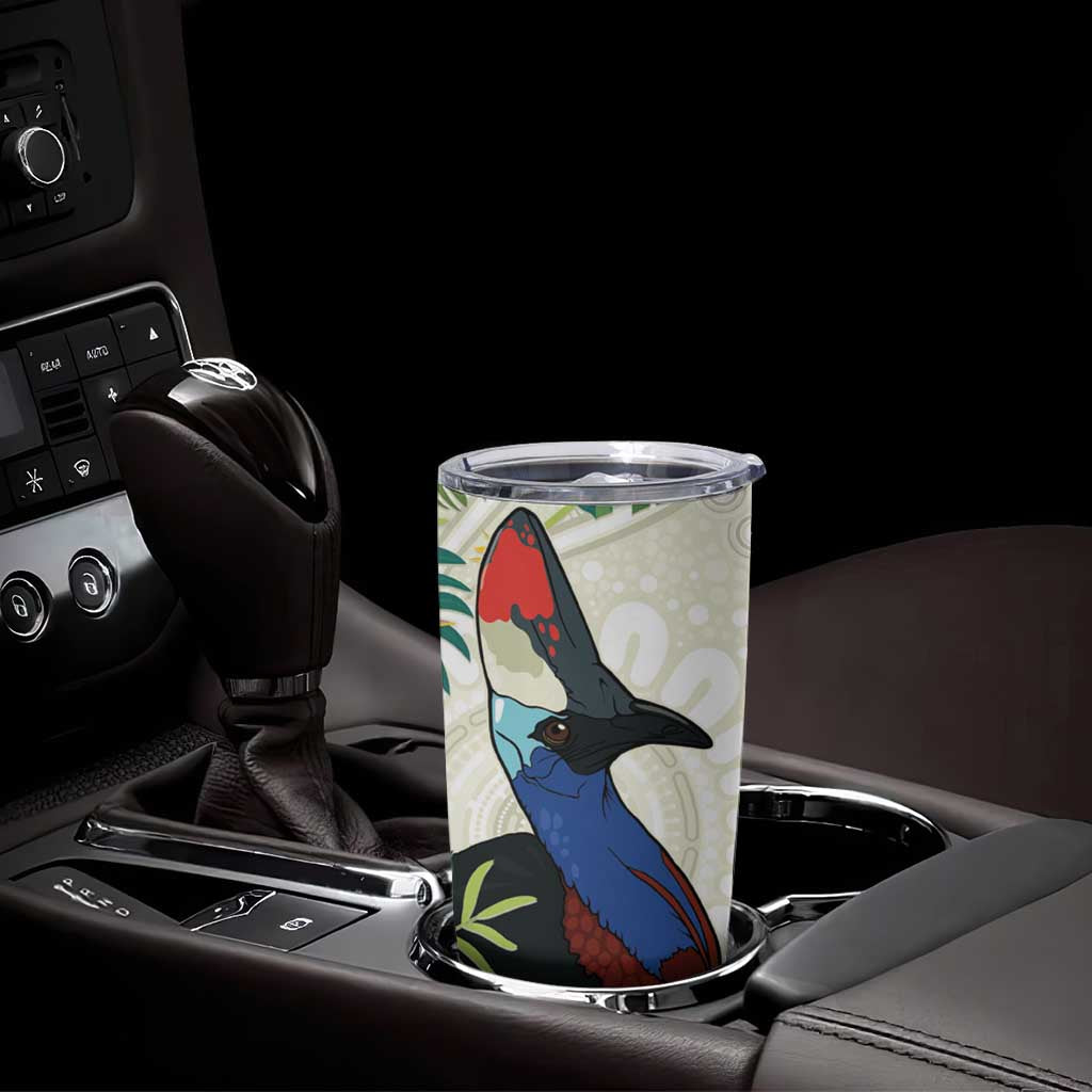 Cassowary Australia Tumbler Cup Tropical Flowers Mix Aboriginal Art