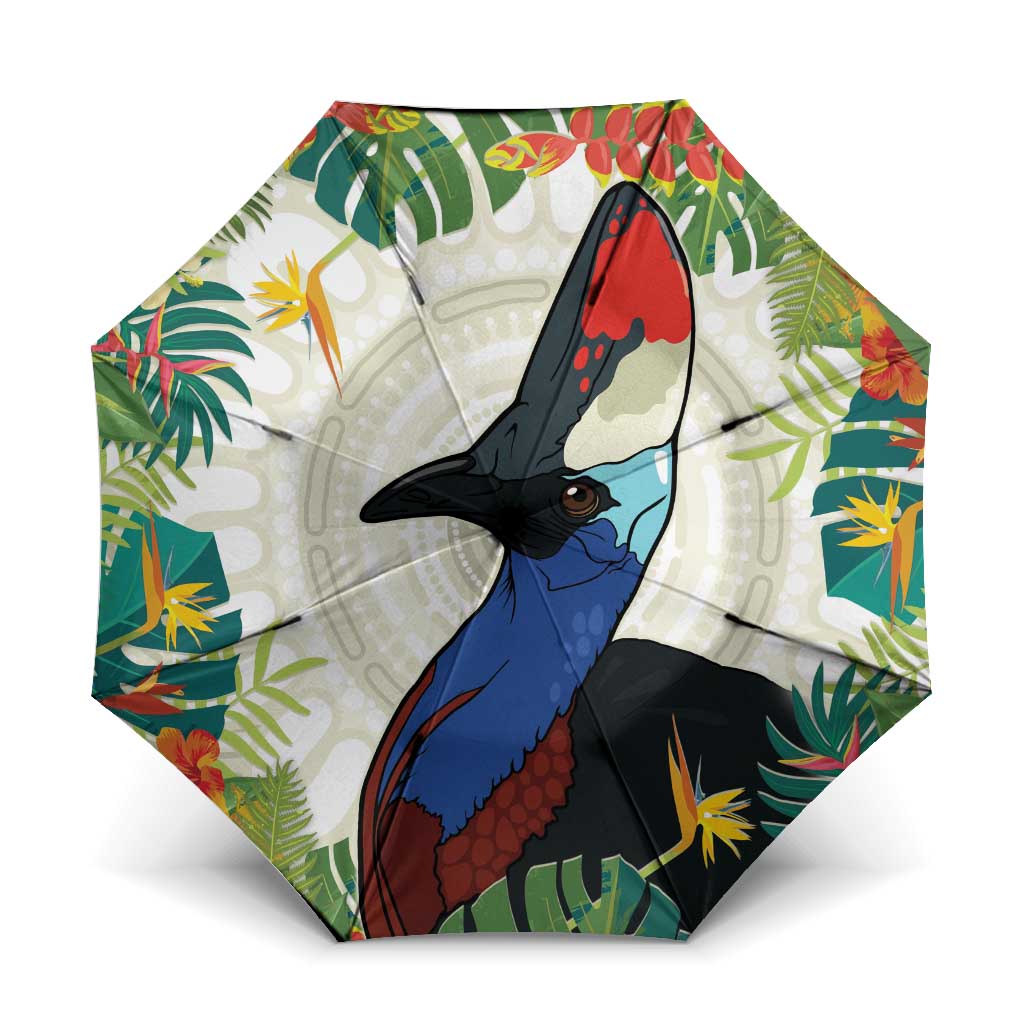 Cassowary Australia Umbrella Tropical Flowers Mix Aboriginal Art - Aussie Hoodie