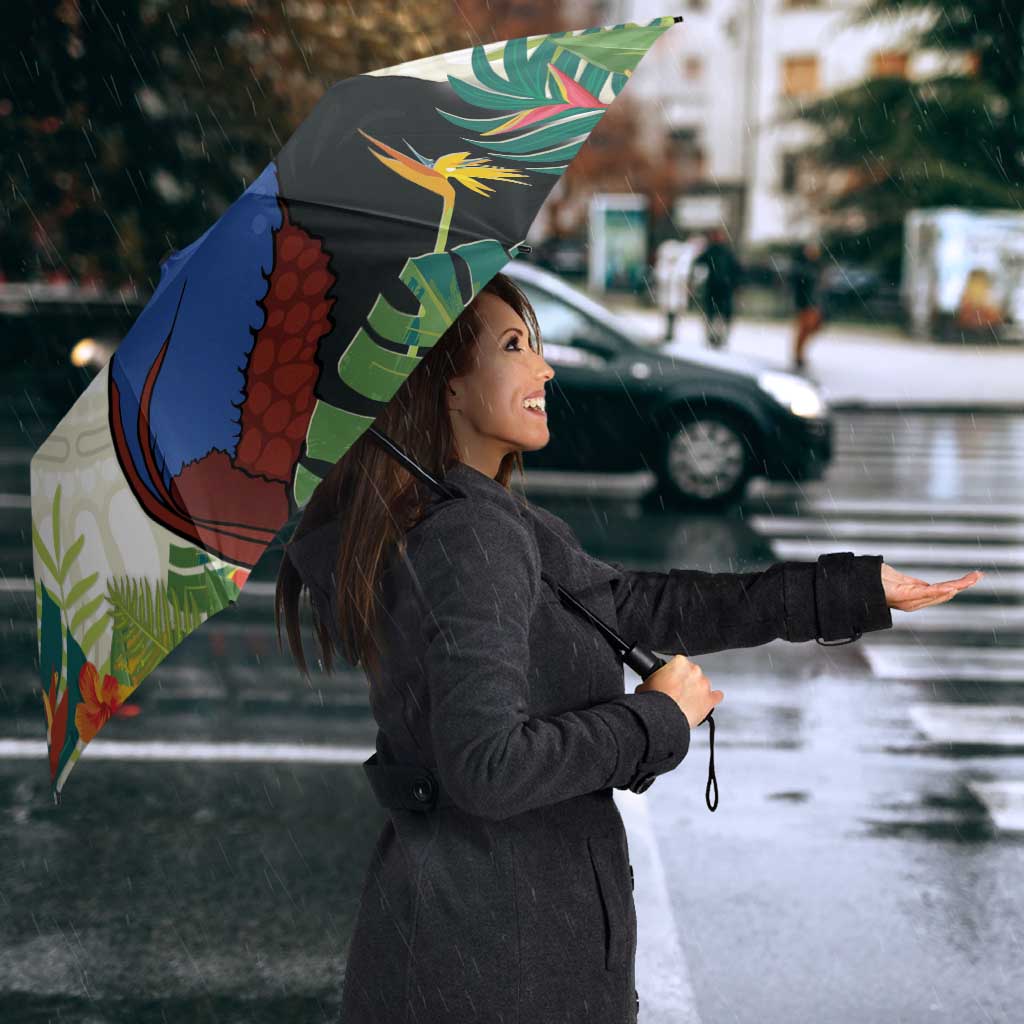 Cassowary Australia Umbrella Tropical Flowers Mix Aboriginal Art - Aussie Hoodie