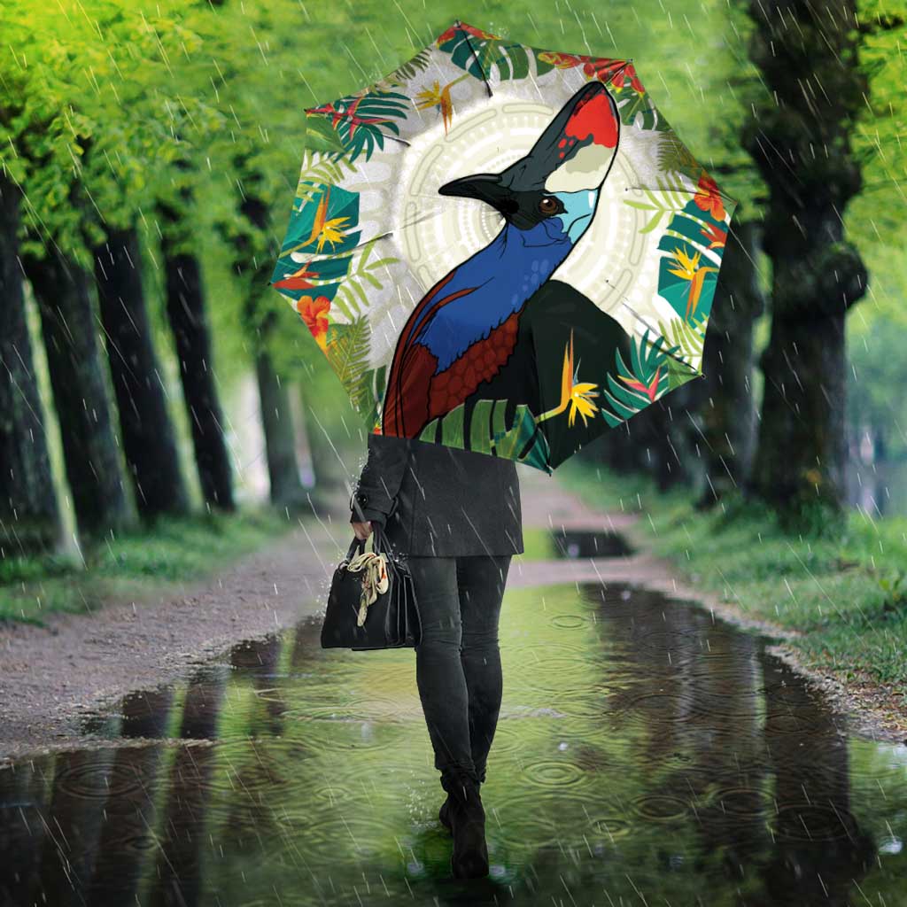 Cassowary Australia Umbrella Tropical Flowers Mix Aboriginal Art - Aussie Hoodie