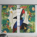 Cassowary Australia Window Curtain Tropical Flowers Mix Aboriginal Art