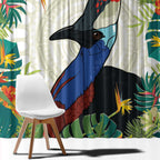 Cassowary Australia Window Curtain Tropical Flowers Mix Aboriginal Art