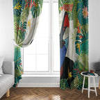 Cassowary Australia Window Curtain Tropical Flowers Mix Aboriginal Art